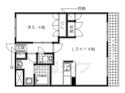 GREENTEA(1LDK/2階)の間取り写真