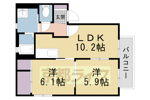 シャンドフルール(2LDK/2階)の間取り写真