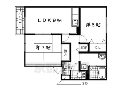 片町線 祝園駅 徒歩7分 2階建 築25年(2LDK/2階)の間取り写真