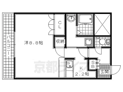 奈良線 木津駅(京都) 徒歩17分 2階建 築21年(1K/2階)の間取り写真