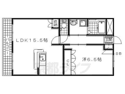 関西本線 平城山駅 徒歩45分 2階建 築21年(1LDK/1階)の間取り写真