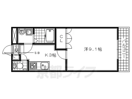 奈良線 玉水駅 徒歩7分 2階建 築21年(1K/2階)の間取り写真