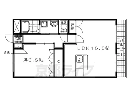 関西本線 平城山駅 徒歩47分 2階建 築21年(1LDK/2階)の間取り写真