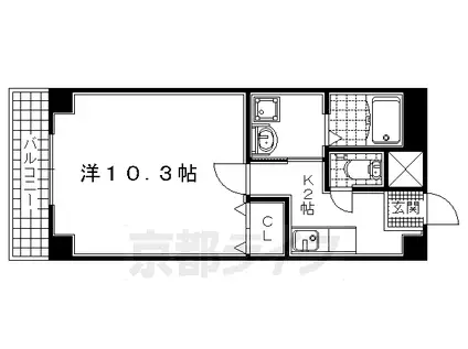 近鉄京都線 木津川台駅 徒歩50分 3階建 築20年(1K/2階)の間取り写真