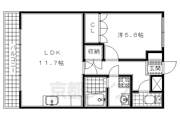 クニミLR(1LDK/1階)の間取り写真