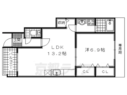 奈良線 木津駅(京都) 徒歩43分 2階建 築21年(1LDK/1階)の間取り写真