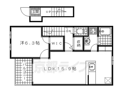 奈良線 木津駅(京都) 徒歩43分 2階建 築20年(1LDK/2階)の間取り写真