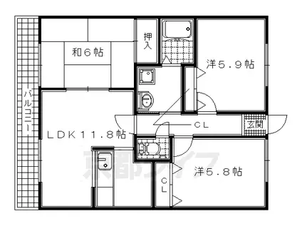 奈良線 木津駅(京都) 徒歩46分 3階建 築25年(3LDK/1階)の間取り写真