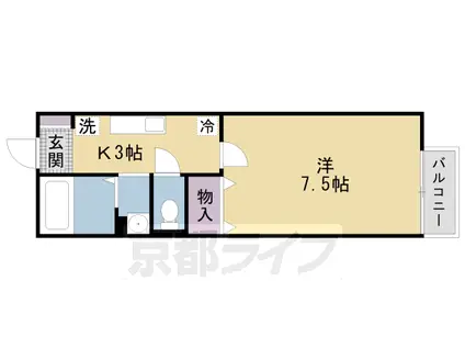 片町線 祝園駅 徒歩5分 2階建 築24年(1K/2階)の間取り写真