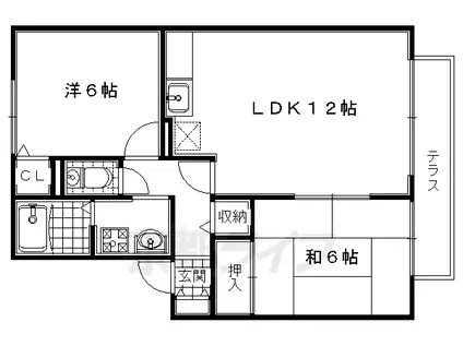 片町線 祝園駅 徒歩9分 2階建 築24年(2LDK/2階)の間取り写真