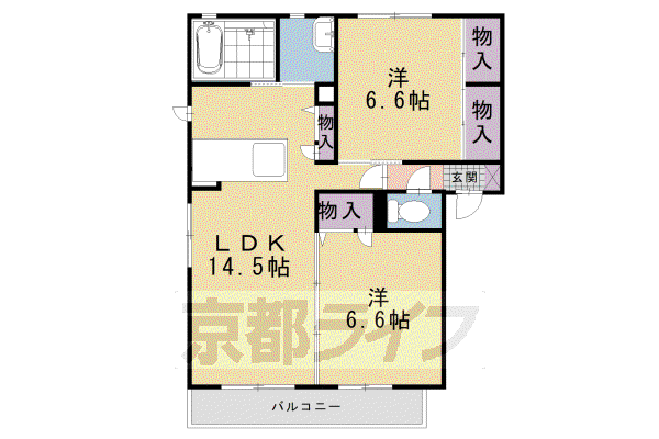 奈良線 木津駅(京都) 徒歩43分 2階建 築19年(2LDK/2階)の間取り写真