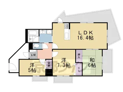 ローレルスクエア木津川台(3LDK/7階)の間取り写真