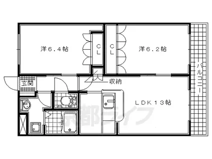 関西本線 加茂駅(京都) 徒歩13分 2階建 築17年(2LDK/2階)の間取り写真