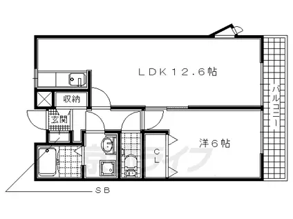 関西本線 加茂駅(京都) 徒歩5分 2階建 築25年(1LDK/2階)の間取り写真