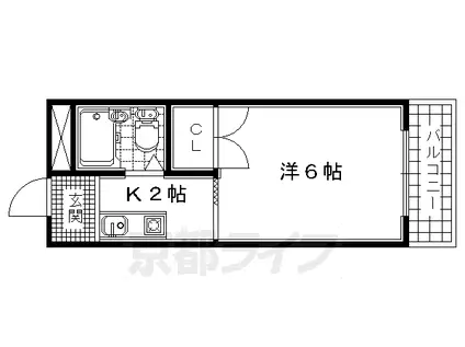 片町線 下狛駅 徒歩5分 3階建 築39年(1K/3階)の間取り写真