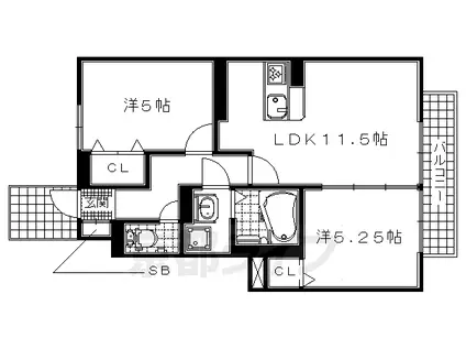 片町線 祝園駅 徒歩5分 2階建 築19年(2LDK/1階)の間取り写真
