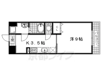 奈良線 木津駅(京都) 徒歩2分 5階建 築18年(1K/4階)の間取り写真