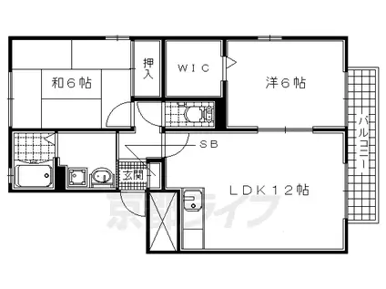 関西本線 木津駅(京都) 徒歩34分 3階建 築25年(2LDK/1階)の間取り写真