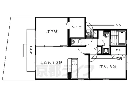 リビングタウン学研都市(2LDK/1階)の間取り写真