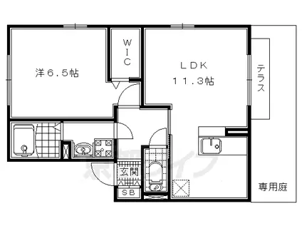 関西本線 平城山駅 徒歩30分 2階建 築21年(1LDK/2階)の間取り写真