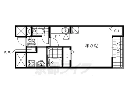 近鉄京都線 山田川駅 徒歩18分 2階建 築22年(1K/1階)の間取り写真