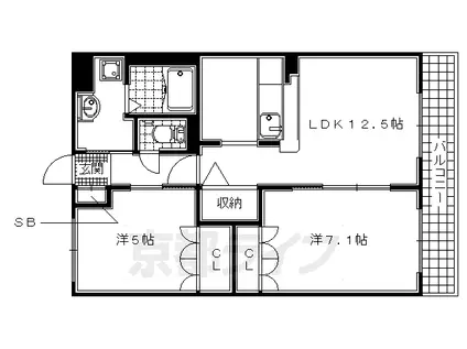 LEBEN AZUKI(2LDK/2階)の間取り写真