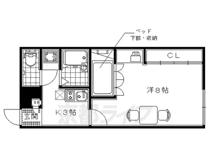 片町線 祝園駅 徒歩5分 2階建 築24年(1K/2階)の間取り写真
