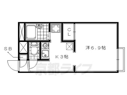 片町線 下狛駅 徒歩4分 2階建 築25年(1K/1階)の間取り写真