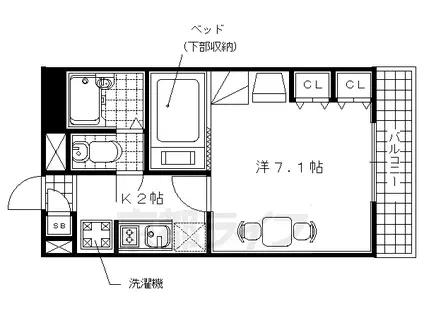 近鉄京都線 山田川駅 徒歩15分 2階建 築22年(1K/1階)の間取り写真