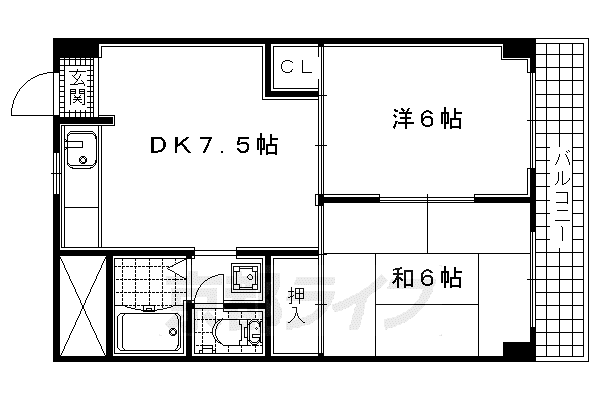山城クリーンハイツ(2DK/2階)の間取り写真