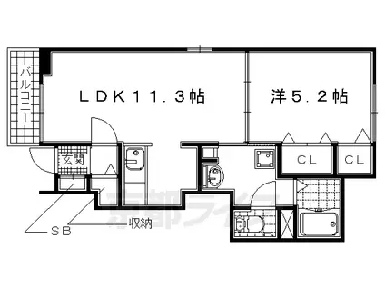 奈良線 玉水駅 徒歩8分 2階建 築12年(1LDK/1階)の間取り写真