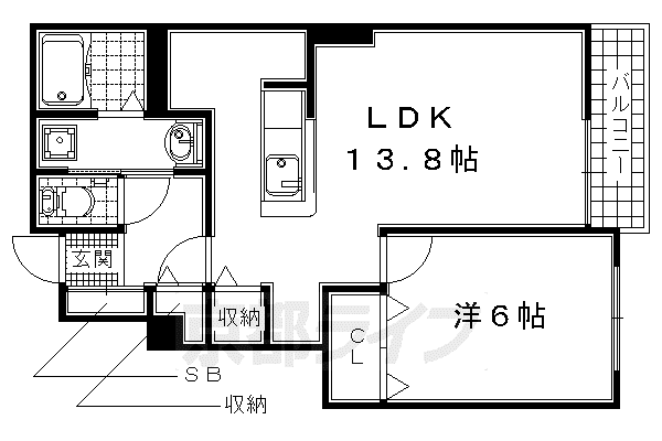 片町線 西木津駅 徒歩10分 2階建 築13年(1LDK/1階)の間取り写真