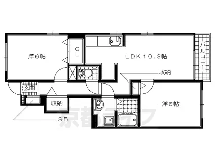 奈良線 木津駅(京都) 徒歩12分 2階建 築12年(2LDK/1階)の間取り写真