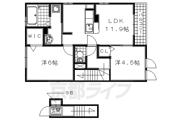 奈良線 木津駅(京都) 徒歩20分 2階建 築13年(2LDK/2階)の間取り写真