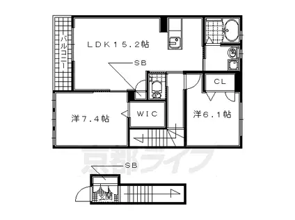 片町線 西木津駅 徒歩7分 2階建 築12年(2LDK/2階)の間取り写真