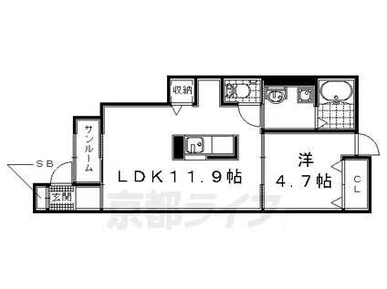 奈良線 木津駅(京都) 徒歩13分 2階建 築11年(1LDK/1階)の間取り写真