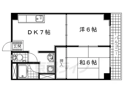 エミエール山田川(2DK/2階)の間取り写真
