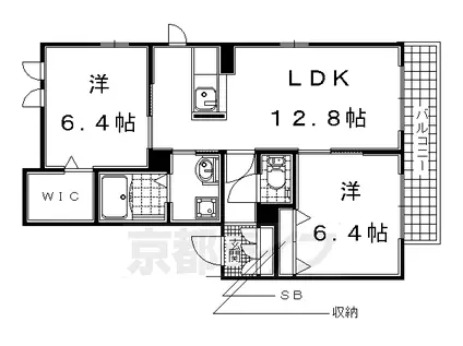 奈良線 木津駅(京都) 徒歩18分 3階建 築12年(2LDK/3階)の間取り写真