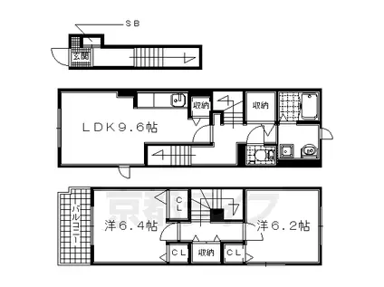奈良線 木津駅(京都) 徒歩19分 3階建 築11年(2LDK/2階)の間取り写真