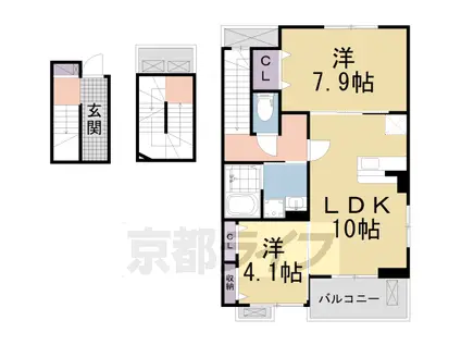 片町線 木津駅(京都) 徒歩18分 3階建 築11年(2LDK/3階)の間取り写真
