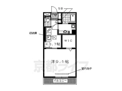 近鉄京都線 木津川台駅 徒歩47分 3階建 築10年(1K/1階)の間取り写真