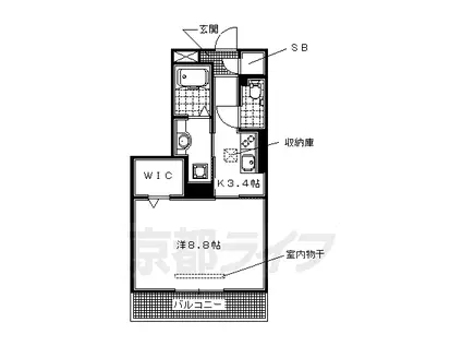 テレザート光台(1K/3階)の間取り写真