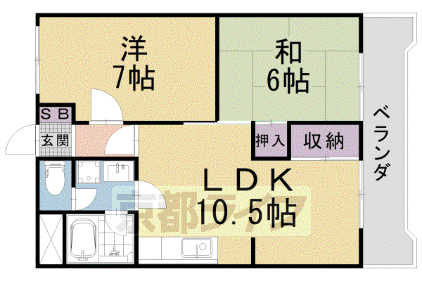 京阪電気鉄道京津線 四宮駅 徒歩7分 4階建 築47年(3DK/3階)の間取り写真