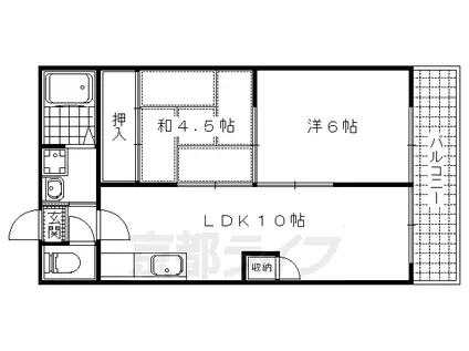 御陵 レジデンス(2LDK/3階)の間取り写真