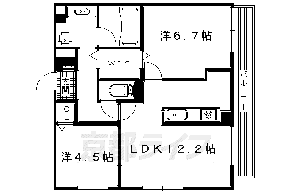 近鉄京都線 狛田駅 徒歩1分 3階建 築7年(2LDK/2階)の間取り写真