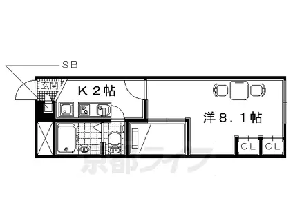 関西本線 平城山駅 徒歩32分 2階建 築22年(1K/2階)の間取り写真