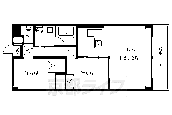 奈良線 木津駅(京都) 徒歩22分 4階建 築7年(2LDK/3階)の間取り写真