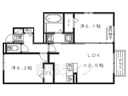 関西本線 加茂駅(京都) 徒歩4分 2階建 築6年(2LDK/1階)の間取り写真