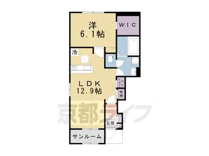 奈良線 棚倉駅 徒歩15分 2階建 築5年(1LDK/1階)の間取り写真