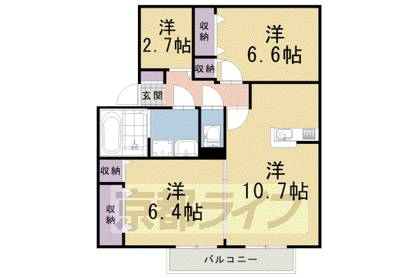 奈良線 上狛駅 徒歩7分 2階建 築12年(2LDK/2階)の間取り写真